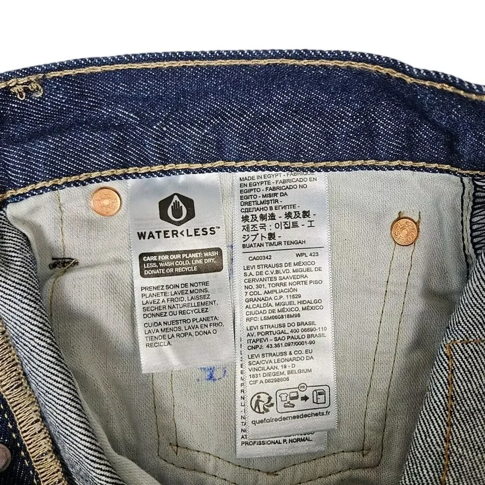 Levis 501 Mens 29x32 Straight Button Fly Blue Denim Jeans‎ Stretch Rinsed Indigo